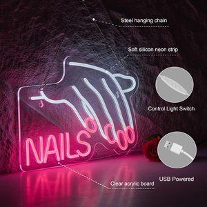 Nail salon neon LED indoor hanging USB powered wall decoration shop <b>sign</b> indicator light ambient light luminous <b>sign</b> 5V 12V - Product Image 2
