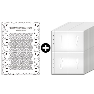 Vente en gros de 100 enveloppes pour l'épargne et le défi des accessoires de reliure Enveloppe transparente avec quatre pochettes numérotées Design Tracker - Product Image 3