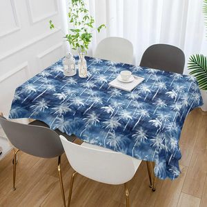 Mantel cuadrado con estampado azul de palmera Tropical, cubiertas de tela lavables para decoración del hogar interior y exterior para hoteles - Product Image 1