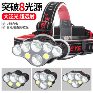 Lampe frontale Skywolfeye 8LED COB rechargeable, étanche, pour camping, pêche et activités de plein air - Product Image 5