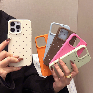 เคสโทรศัพท์ลายจุดแบบเต็มหน้าจอสไตล์เกาหลีเคสป้องกันการกระแทกเนื้อนิ่มหลากสีสำหรับ <span class=keywords><strong>iPhone</strong></span> 16 PLUS 17 15 <span class=keywords><strong>PRO</strong></span> MAX - Product Image 1