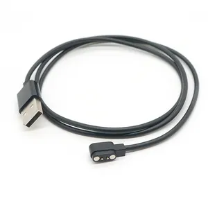 Alta calidad USB A macho a 2PIN POGO PIN 2,84 distancia conexión de cable USB de carga rápida con conector de cable magnético de 2 pines