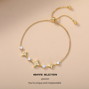 Star Crystal <b>Bracelet</b> Copper Alloy <b>Adjustable</b> Chain Everyday Wear - Product Image 1