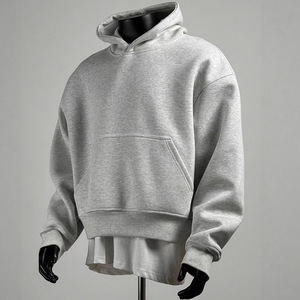 Хлопковая однотонная Роскошная укороченная Толстовка пуловер унисекс на заказ оверсайз уличная одежда супертяжелый флисовый экологически чистый худи - Product Image 2