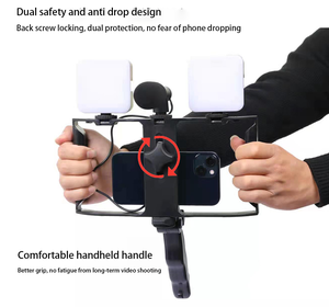 Le dernier matériau ABS LED lumière de remplissage avec microphone Portable Anti-secousse support de photographie de téléphone portable - Product Image 3