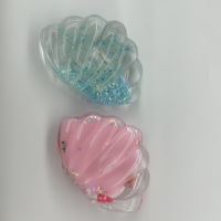 Décoration de bureau sensorielle anti-stress en forme de coquillage avec mouvement liquide, fleurs séchées et paillettes flottantes, minuteur liquide en acrylique
