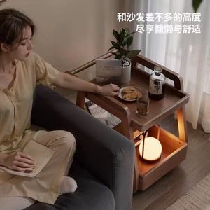 Bona Gold Square Solid Wood Side <b>Table</b> Movable With Wheels <b>Coffee</b> <b>Table</b> For Living Room Sofa Bedside Storage Cart - Product Image 2