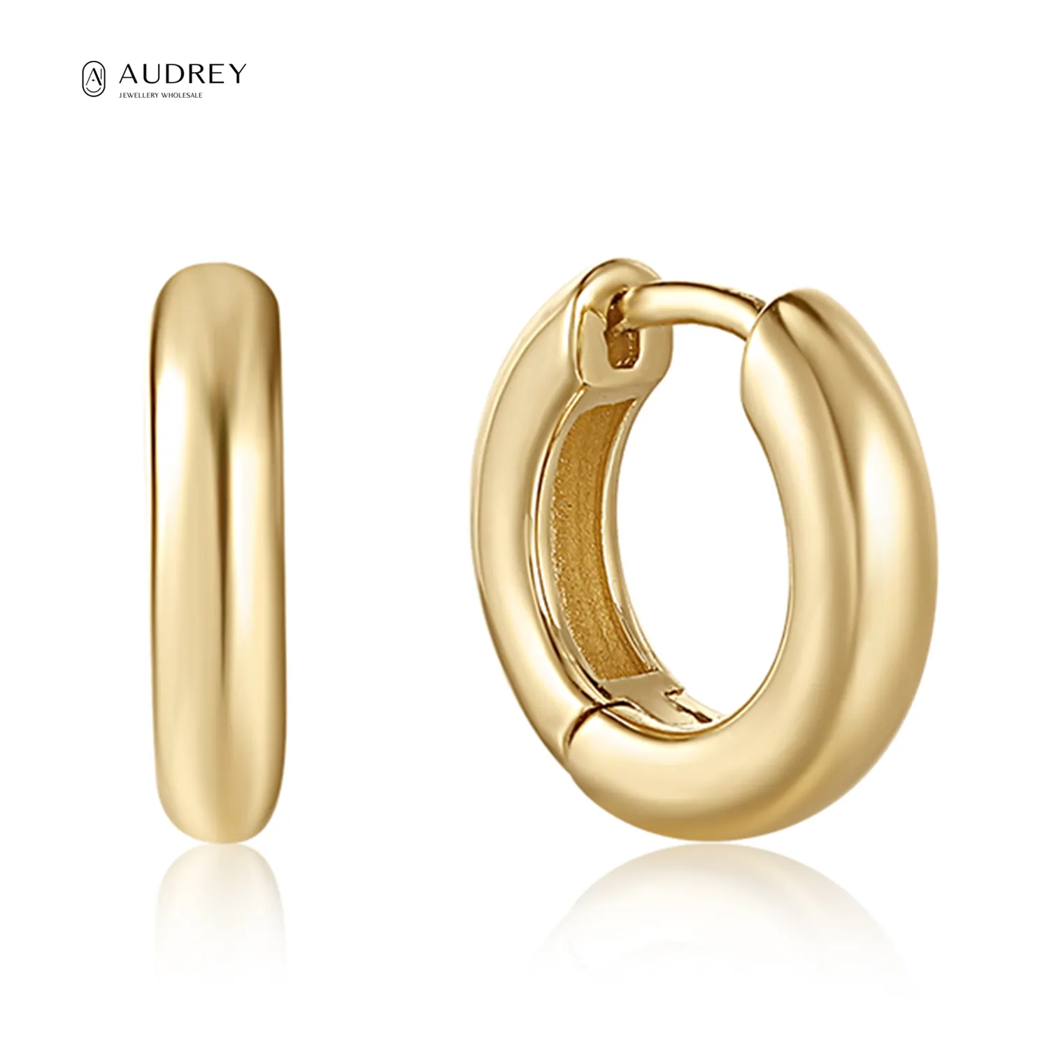 Audrey Hot Sale Classic Earrings High Quality Jewelry Silver Huggie Earrings 925 Sterling 14K Gold Plated Hoop Earring For Women