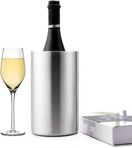 304 Champagne Custom Thermal Metal Beer Wine Bottle Champagne Bucket Isolado Beverage Tub Aço Inoxidável Ice Bucket Cooler