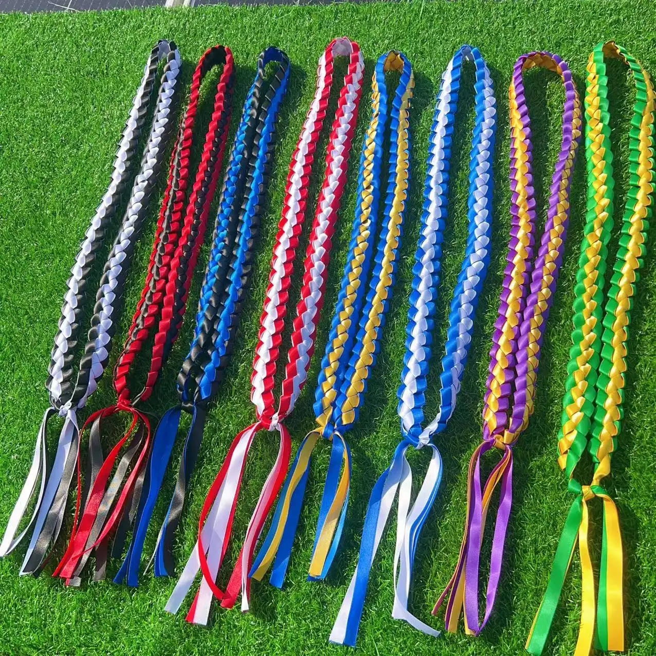 2024 Graduation Party Gifts Handmade Double Braided Necklace Adjustable Graduates Ribbon Lei