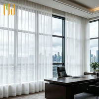 Rideau semi-transparent de luxe aspect lin, ignifuge, plissé sur mesure, pour fenêtre française, hall d'hôtel et rideaux de restaurant