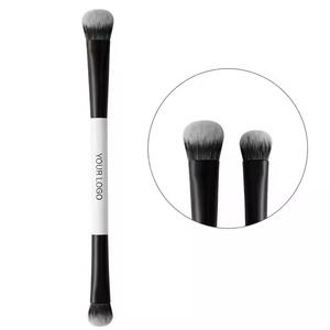 평평한 합성 모발 화장품 도구로 전문 나무 손잡이 메이크업 브러쉬 세트 윤곽 기초 및 리퀴드 페이스 컨실러 - Product Image 2