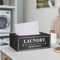 Distributeur de feuilles de sèche-linge de style ferme Conteneur rectangulaire en bois rustique pour décor de buanderie moderne