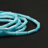 Perles en vrac cylindriques et rectangulaires en pierre de Shoushan turquoise synthétique, 4*13mm, pour la fabrication de bijoux
