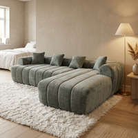 Canapé modulaire sectionnel moderne et durable, compressé sous vide, avec design côtelé, livré en boîte pour appartement