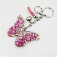 Pendentif scintillant motif léopard bleu avec strass et pompons, ornement suspendu de haute qualité, porte-clés le plus vendu