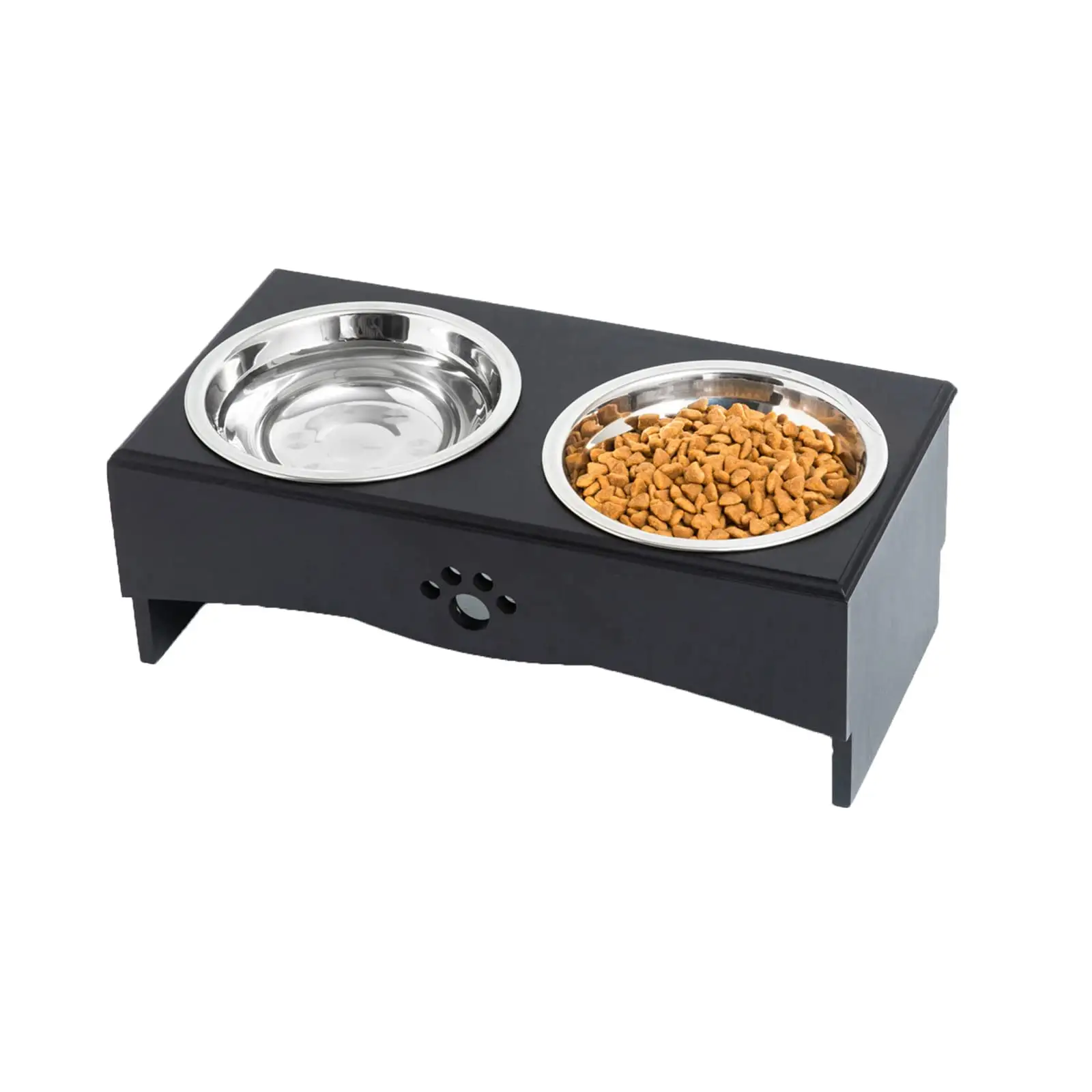 Raised Dog Bowls Stand For Small To Medium Dogs Bamboo Elevated Dog Food And Water Bowls Feeder Holder