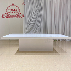 Table de salle à manger rectangulaire en MDF blanc pour fêtes, mariages, événements, meubles commerciaux, table de banquet - Product Image 4