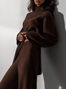 Set Due Pezzi da <span class=keywords><strong>Donna</strong></span> Autunnale: Maglione a Collo Tondo a Maniche Lunghe e <span class=keywords><strong>Pantaloni</strong></span> in Maglia, Stile Streetwear, Fodera in Cotone, 50% <span class=keywords><strong>Viscosa</strong></span> - Product Image 2