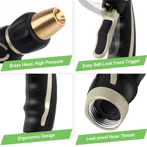 SUNSHINE Pistola pulverizadora de alta presión de metal duradero con bloqueo de gatillo para manguera de jardín y ducha para perros, Fábrica OEM ODM - Product Image 4