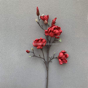 A-382 fleurs en mousse PU de haute qualité 7 têtes fleurs de <span class=keywords><strong>Magnolia</strong></span> artificielles rouge vraie touche grande fleur pour Arrangement - Product Image 1