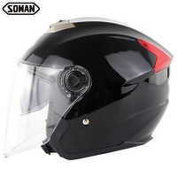 Casques de moto à double lentille certifiés DOT, en ABS haute résistance, pour la conduite de moto, demi-visage, personnalisables, SOMAN SM517