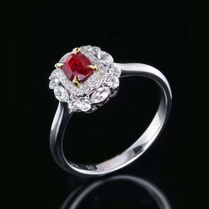 Joyería Fina, Anillo de Oro Blanco de 18K con Rubí Natural de 0.61CT, Certificado por GUILD, Joyería de Boda con Piedras Preciosas - Product Image 4