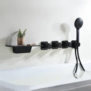 Messing verdeckte Badewanne Mixer Wand montage moderne Wasserfall Dusch sensor Dusch armatur für Badezimmer