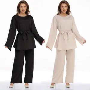 Odest-Conjunto de ropa de dos piezas para mujer, pantalones de pierna de manga larga, elegante e islámico