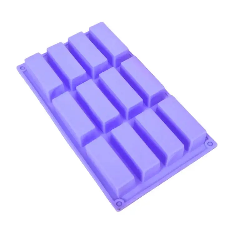 China Supplier High Quality Kitchen Accessories 12 Cavity Rectangle Silicone Soap Mold Chocolate Mold Silicone Cake Jelly Mold