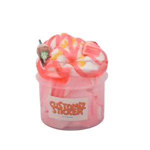 Neueste zweifarbige Erdbeer-Frühstück Fluffy Slime Cake Resin Charms Duft butter Stretchy Slimes Kit