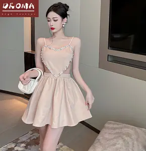 Droma Kim Cương Studded Ánh Sáng Sang Trọng Đình Chỉ Dresses Chất Lượng Tốt Backless Mini Dress Tank Top Cho Phụ Nữ