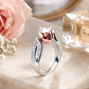 Anello floreale bicolore con rose per donna, anello creativo alla moda - Product Image 3