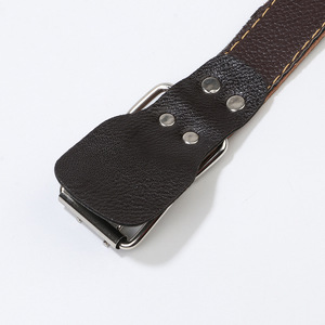 Tachonado remache cuero de vaca cachorro Collar cinturón tejido perro cadena plomo cuero a prueba de explosiones primavera corto perro Collar Correa conjunto - Product Image 6