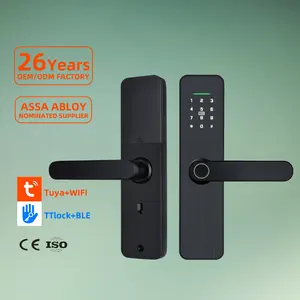 Ble Black Fingerprint Lock Smart Electronic Stainless Steel 304 TTLOCK For Hotel Door BLE Black Smart Lock By TTLOCK