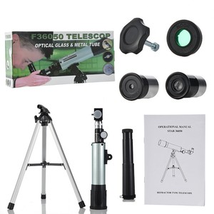 F36050 Telescope 90x Magnification Optical Glass Metal Tube Refractor Type For Astronomical Observation Students Children - Product Image 1