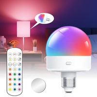 Ampoule intelligente E26/E27 Ampoule rechargeable USB avec télécommande 2700K-6500K RGBCW + CCT Ampoule LED