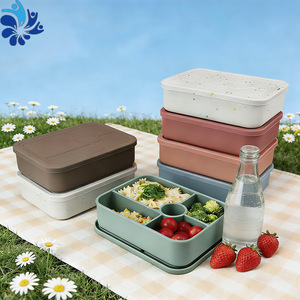 Lonchera de Silicona de 5 Compartimentos, Rectangular, Apta para Microondas, para Uso en la Oficina, con Tapa de Plástico, Color Sólido - Product Image 3