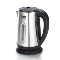 Bouilloire électrique RAF R.7300 1500W 2.0L avec indicateur de niveau d'eau, en acier inoxydable 201, prise VDE, chauffage rapide pour la préparation de boissons chaudes