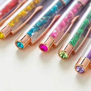 Floating Preserved Breath Flower Twist Metal <b>Ballpoint</b> <b>Pen</b> With Top Crystal Rhinestone Color Floral Rotating Signature <b>Pen</b> - Product Image 4