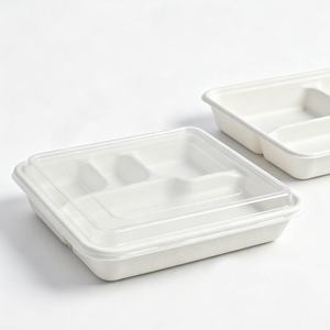 Barquette alimentaire compostable à 5 compartiments peu profonde pour traiteur, personnalisable, pour dîner de fruits de mer, à emporter - Product Image 2