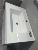 Meuble de salle de bain mural moderne WJL, étanche, en acier inoxydable de 70 cm, avec lavabo en céramique et miroir double éclairé
