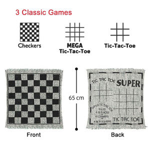 Family Indoor <strong>Board</strong> <strong>Pointless</strong> <strong>Game</strong> Gaming Floor Mega Tic Tac Toe Giant 3 in 1 Checkers Rug Chess Mat Set - Product Image 6