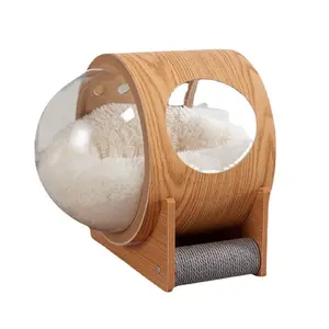 小型动物巢穴太空舱木制猫屋丙烯酸宠物笼