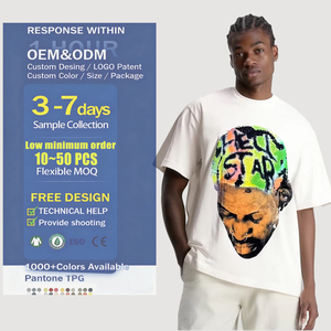 カスタムロゴDTG <span class=keywords><strong>T</strong></span>シャツヘビー級100% コットンメンズボックススクリーンプリント特大ストリートウェア280グラムニット<span class=keywords><strong>T</strong></span>シャツメンズ - Product Image 1