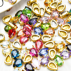 Strass a goccia in cristallo K9 di alta qualità 10*14mm con opale super brillante e base dorata, da cucire con artigli, per abbigliamento e accessori fai da te - Product Image 5