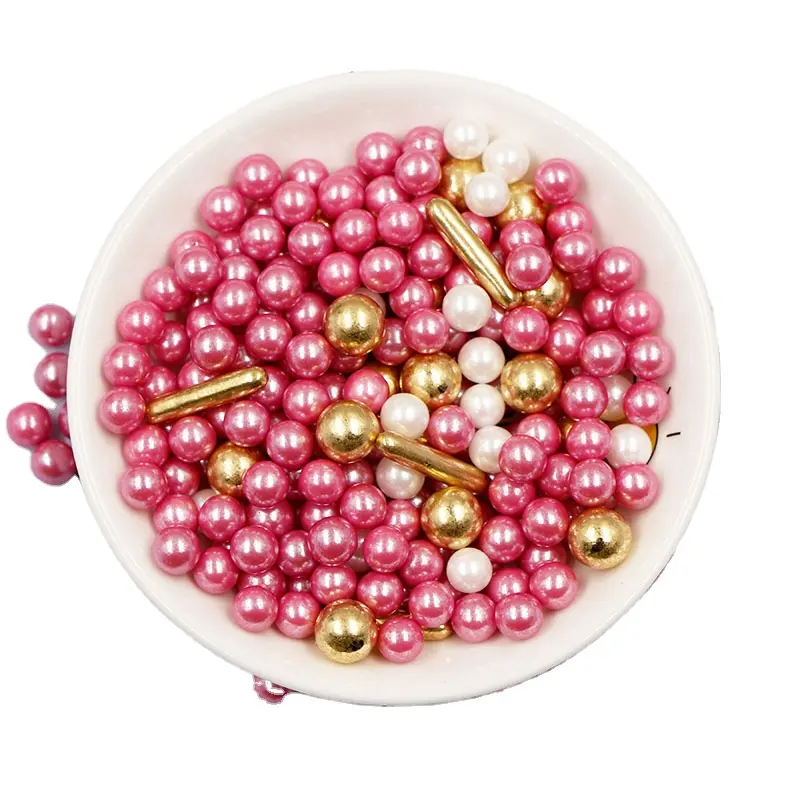 Comestíveis Candy Sprinkles Dragees Sugar Pearl Mix 500g Ouro Prata Branco Azul Rosa