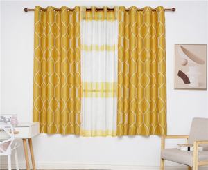 Cortina con estampado de Lámina de poliéster <span class=keywords><strong>para</strong></span> la sala de estar, cortinas transparentes con diseños geométricos - Product Image 6