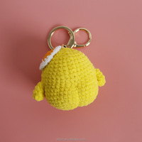 Adorable porte-clés pendentif poussin en tricot et crochet fait main, objets décoratifs en tricot et crochet