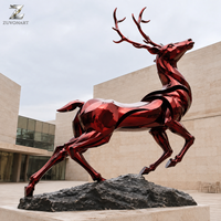 Escultura de Ciervo de Acero Inoxidable Pulido, Estatua de Metal Grande para Exteriores, Decoración Artística para Jardín, Villa, Hotel, Parque